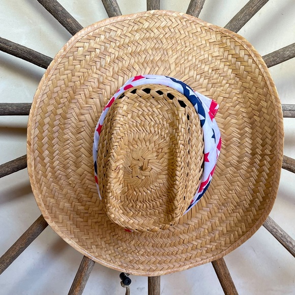 PATRIOTIC COWBOY HAT Red White Blue WovenStraw NEW - Picture 4 of 10